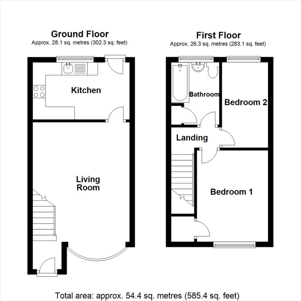 2 bedroom terraced house for sale - floorplan