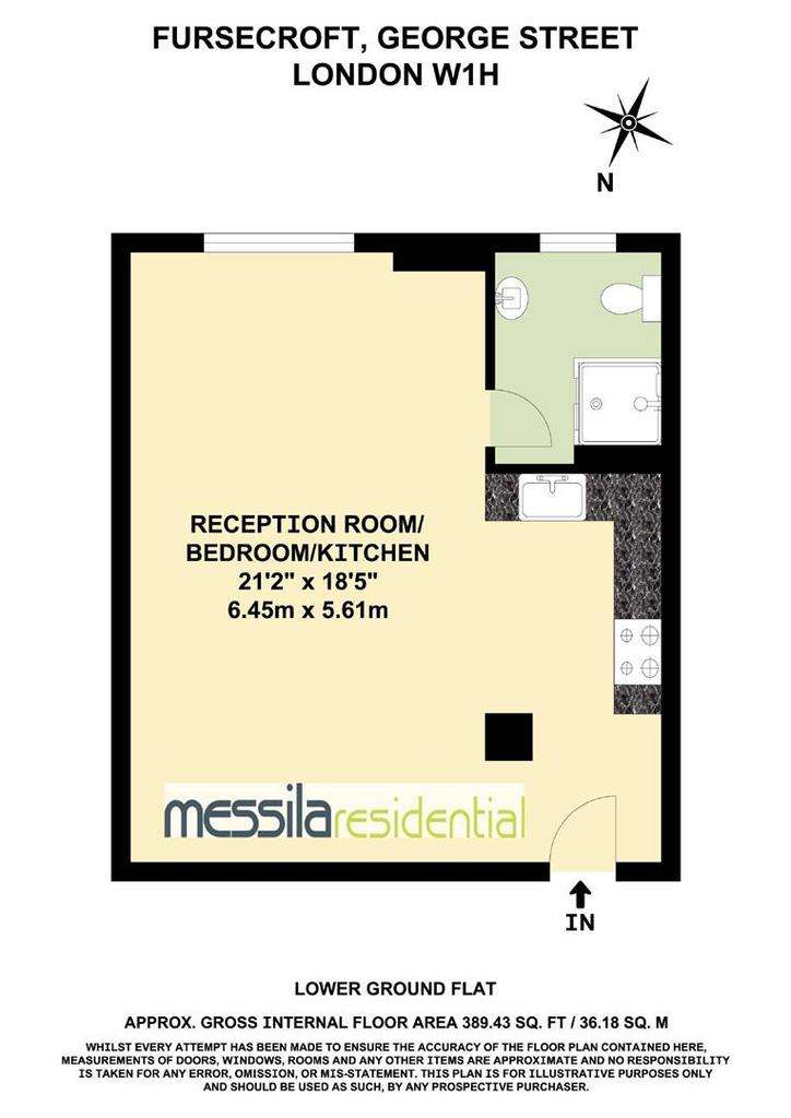 Studio flat to rent - floorplan