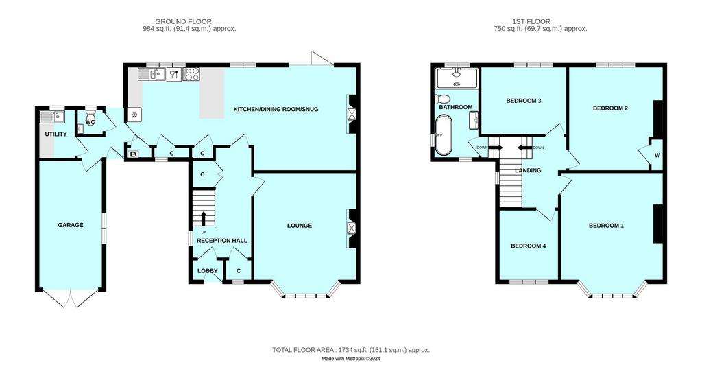 4 bedroom semi-detached house for sale - floorplan