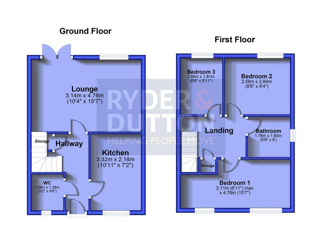 3 bedroom semi-detached house for sale - floorplan