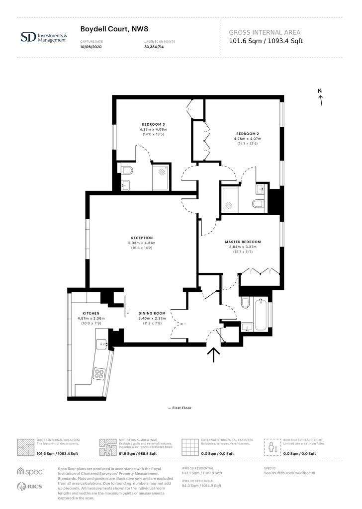 3 bedroom flat to rent - floorplan