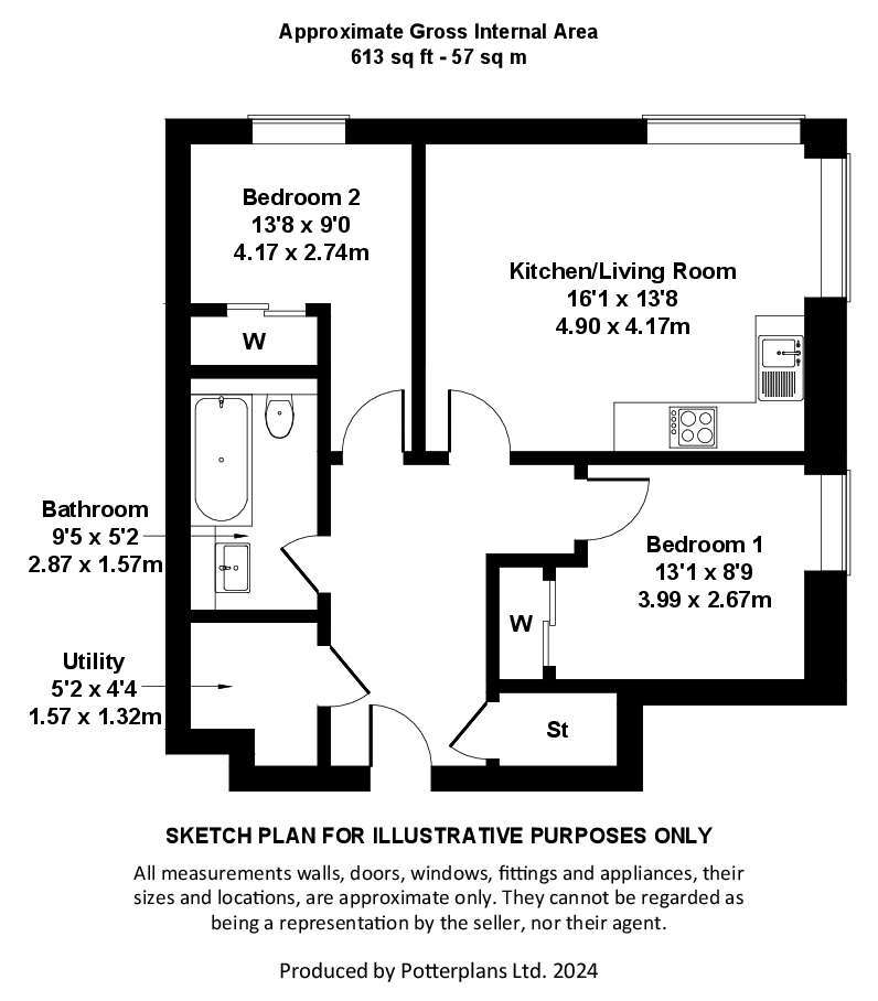 2 bedroom flat for sale - floorplan