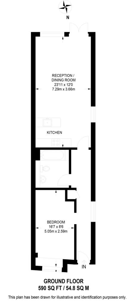 1 bedroom flat to rent - floorplan