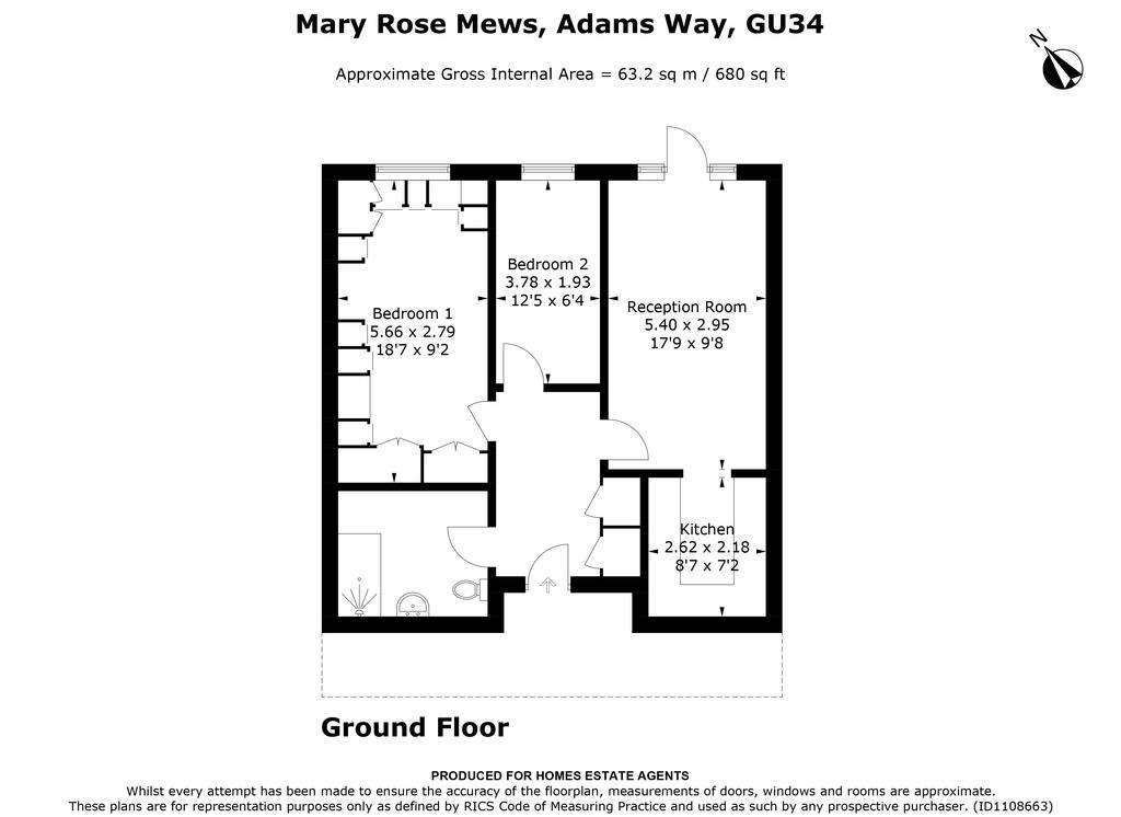 2 bedroom retirement property for sale - floorplan