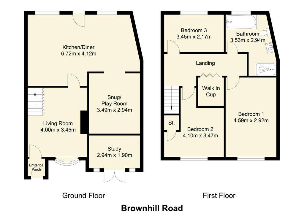 3 bedroom end of terrace house for sale - floorplan