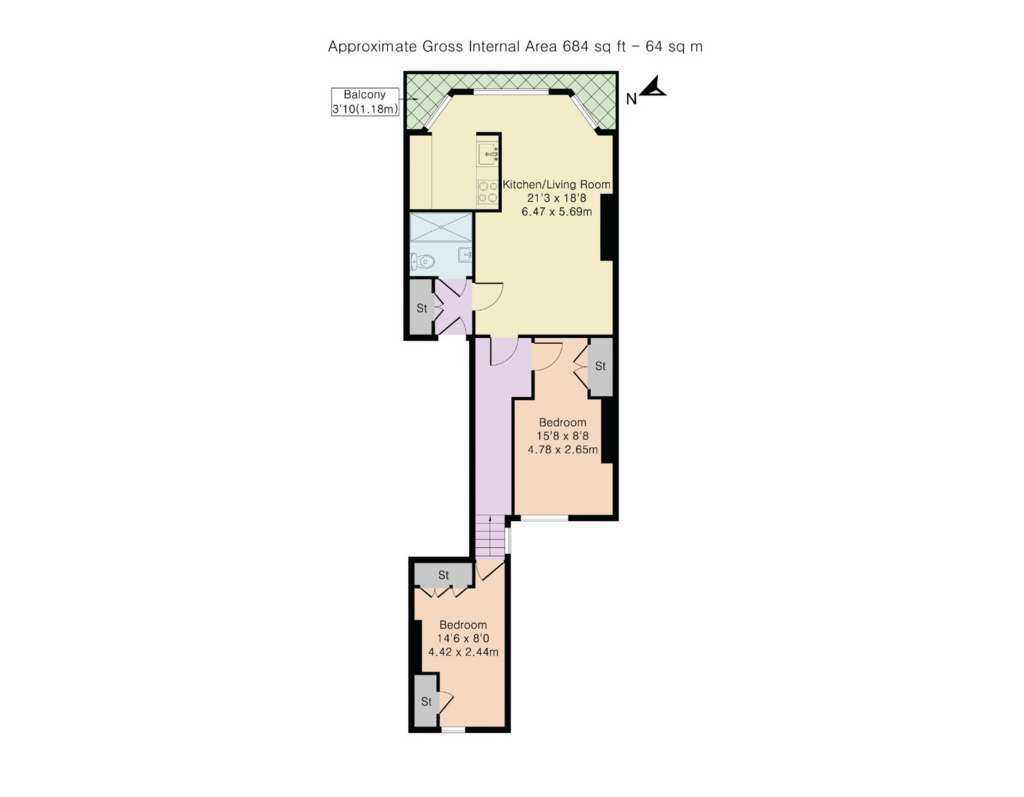 2 bedroom flat for sale - floorplan