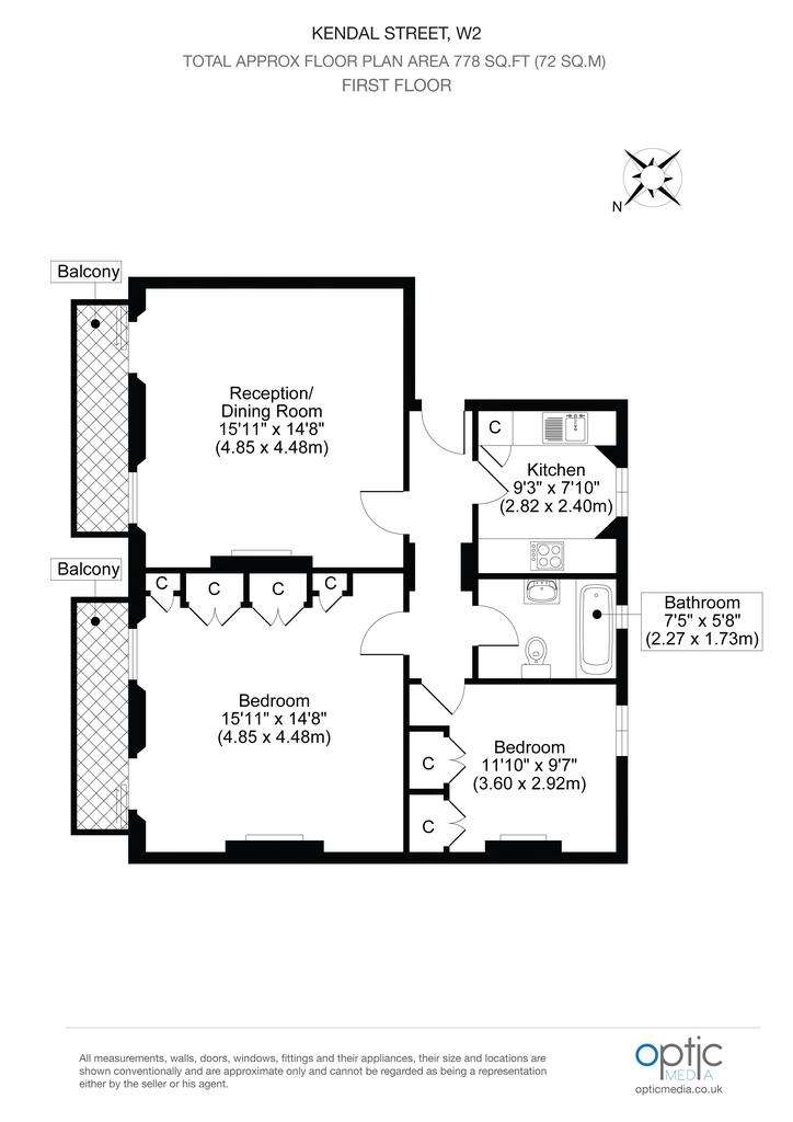 2 bedroom flat for sale - floorplan