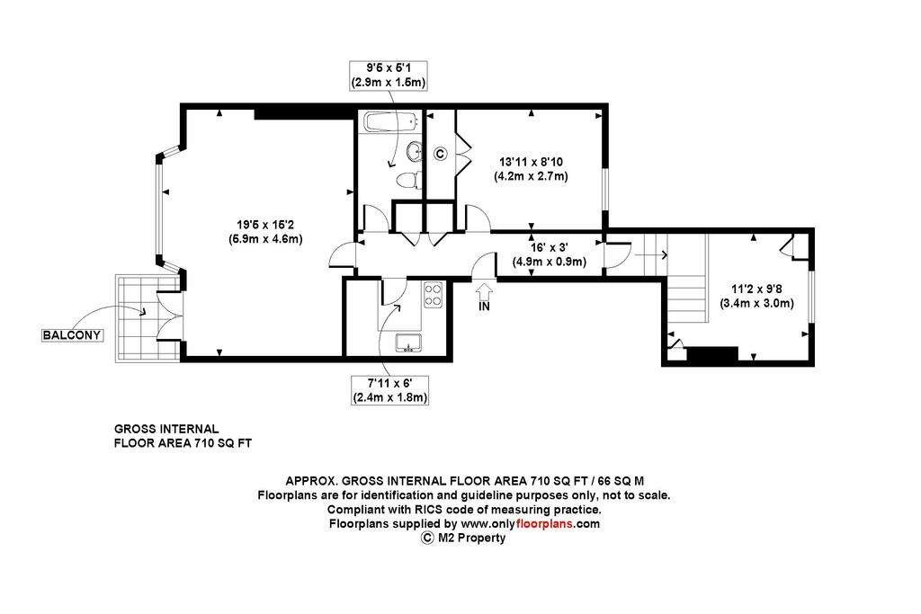 2 bedroom flat to rent - floorplan