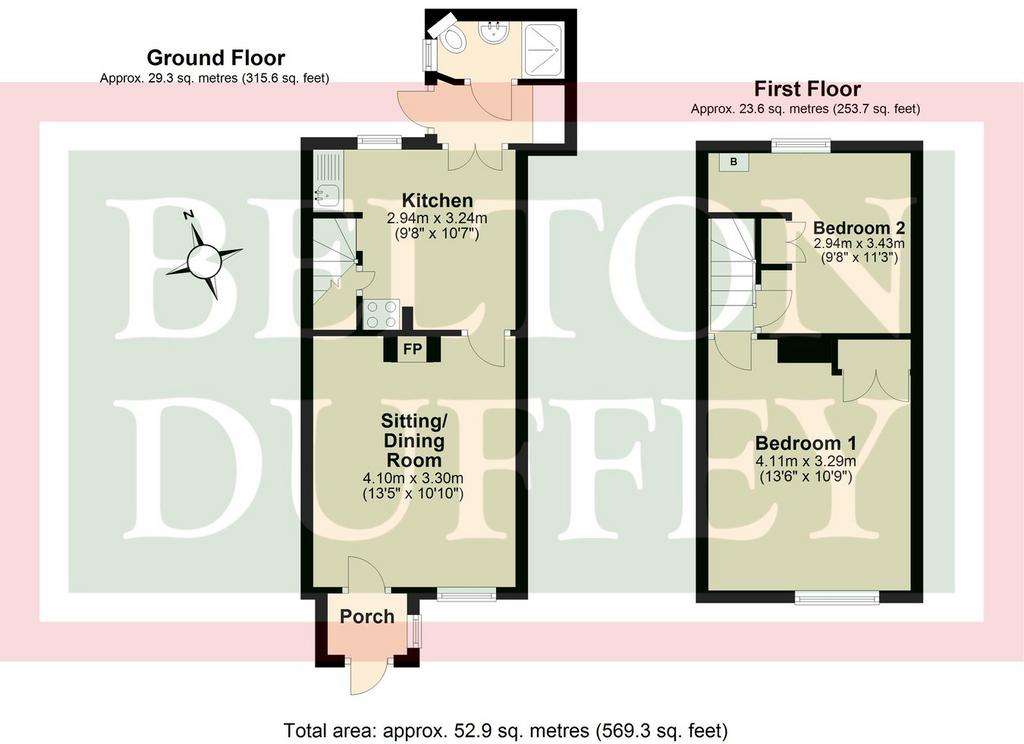 2 bedroom terraced house for sale - floorplan