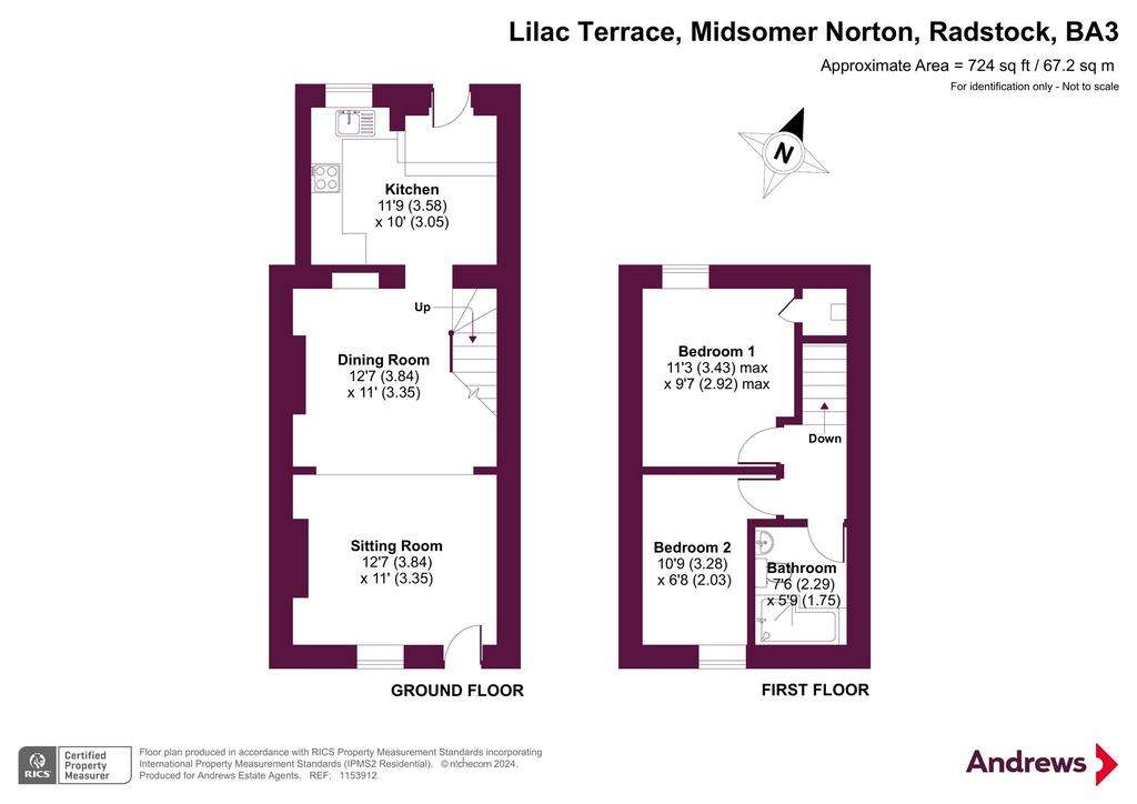 2 bedroom terraced house for sale - floorplan