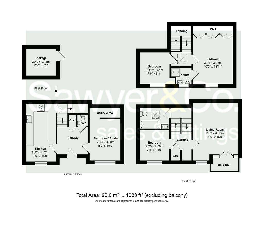 3 bedroom terraced house for sale - floorplan