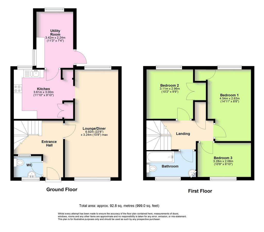 3 bedroom end of terrace house for sale - floorplan