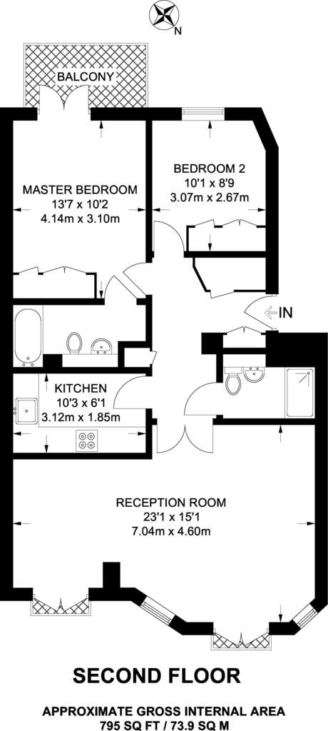 2 bedroom flat to rent - floorplan