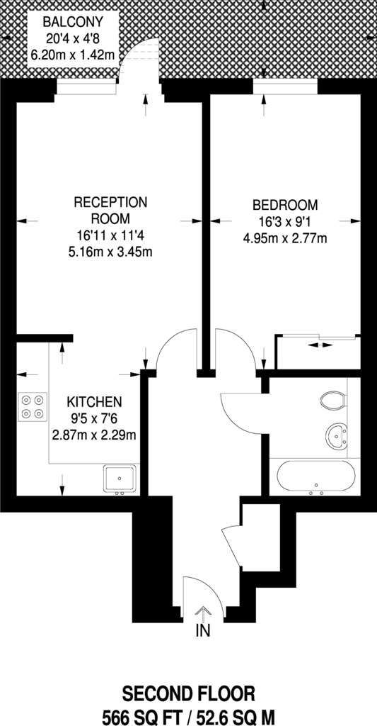 1 bedroom flat to rent - floorplan