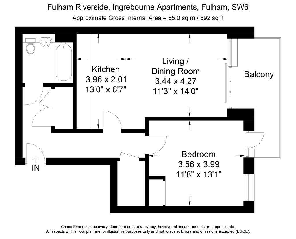 1 bedroom flat to rent - floorplan