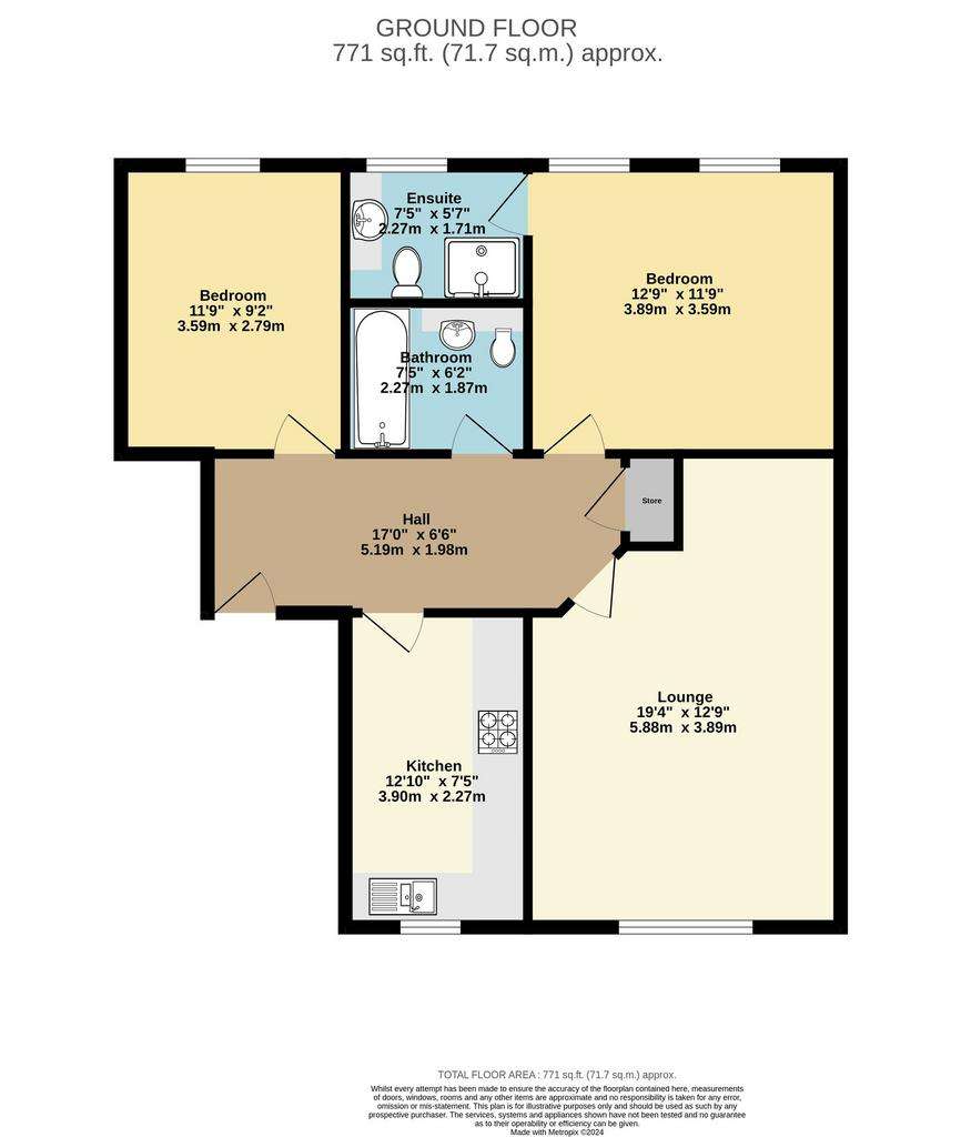 2 bedroom ground floor flat for sale - floorplan