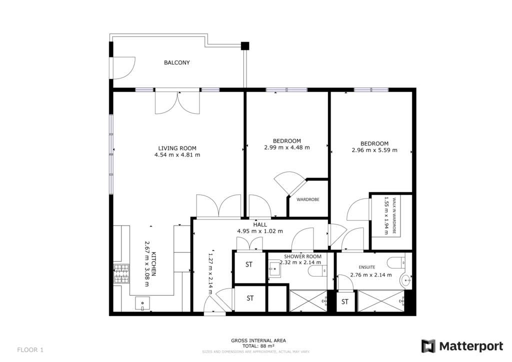 2 bedroom flat for sale - floorplan