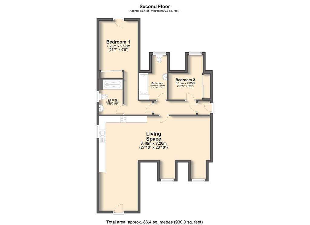 2 bedroom flat for sale - floorplan