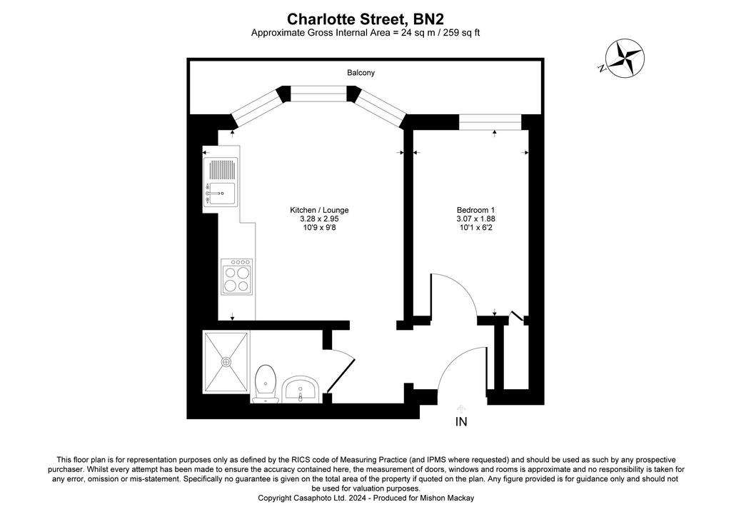 1 bedroom flat for sale - floorplan