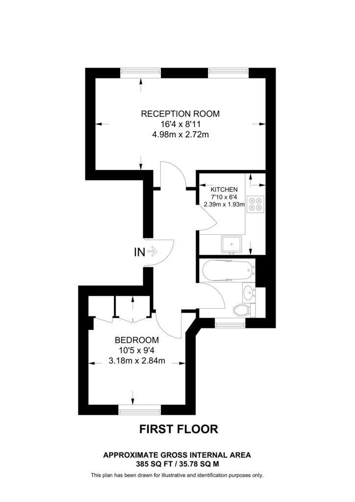 1 bedroom flat to rent - floorplan