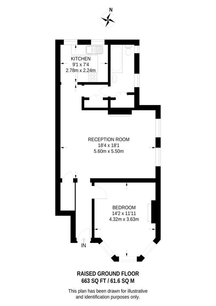 1 bedroom flat to rent - floorplan