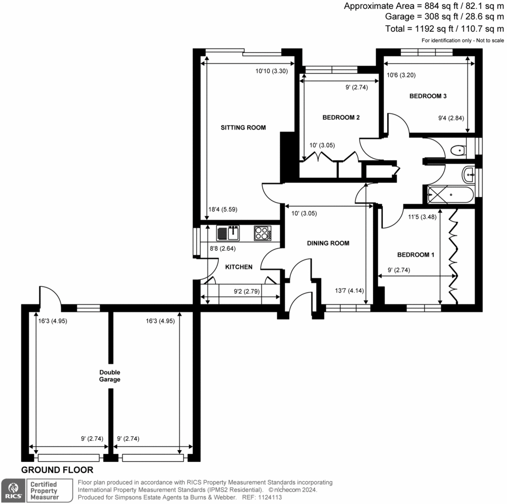 3 bedroom bungalow for sale - floorplan