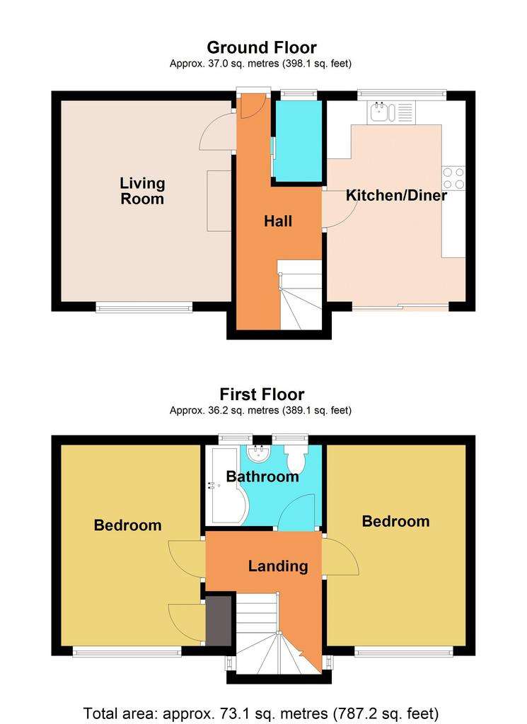 2 bedroom terraced house for sale - floorplan