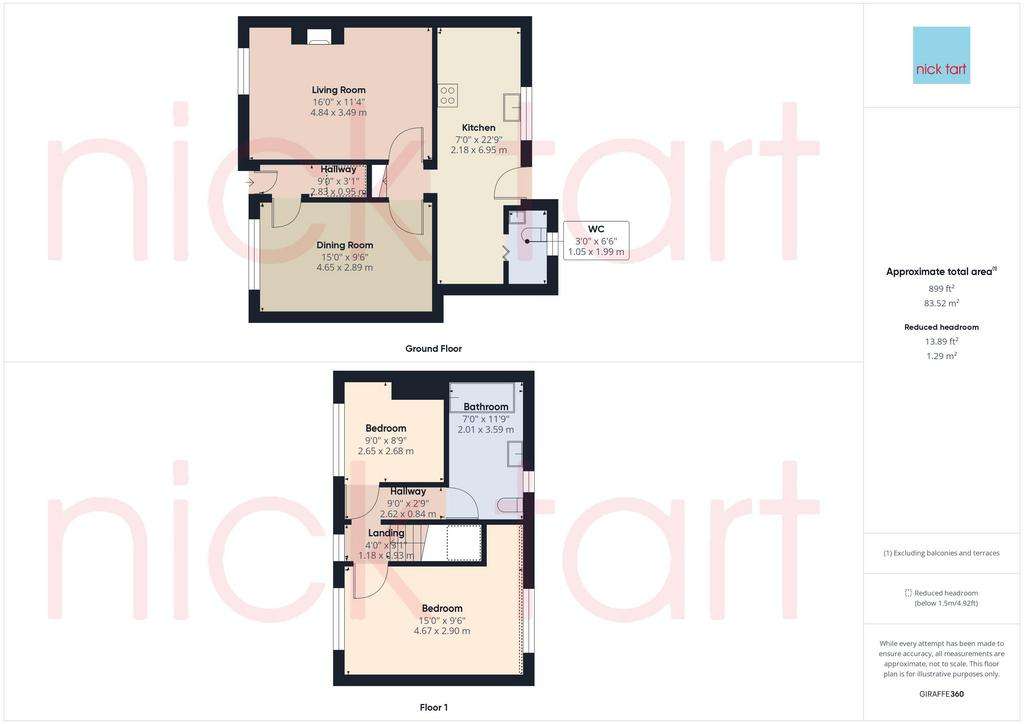 2 bedroom end of terrace house for sale - floorplan