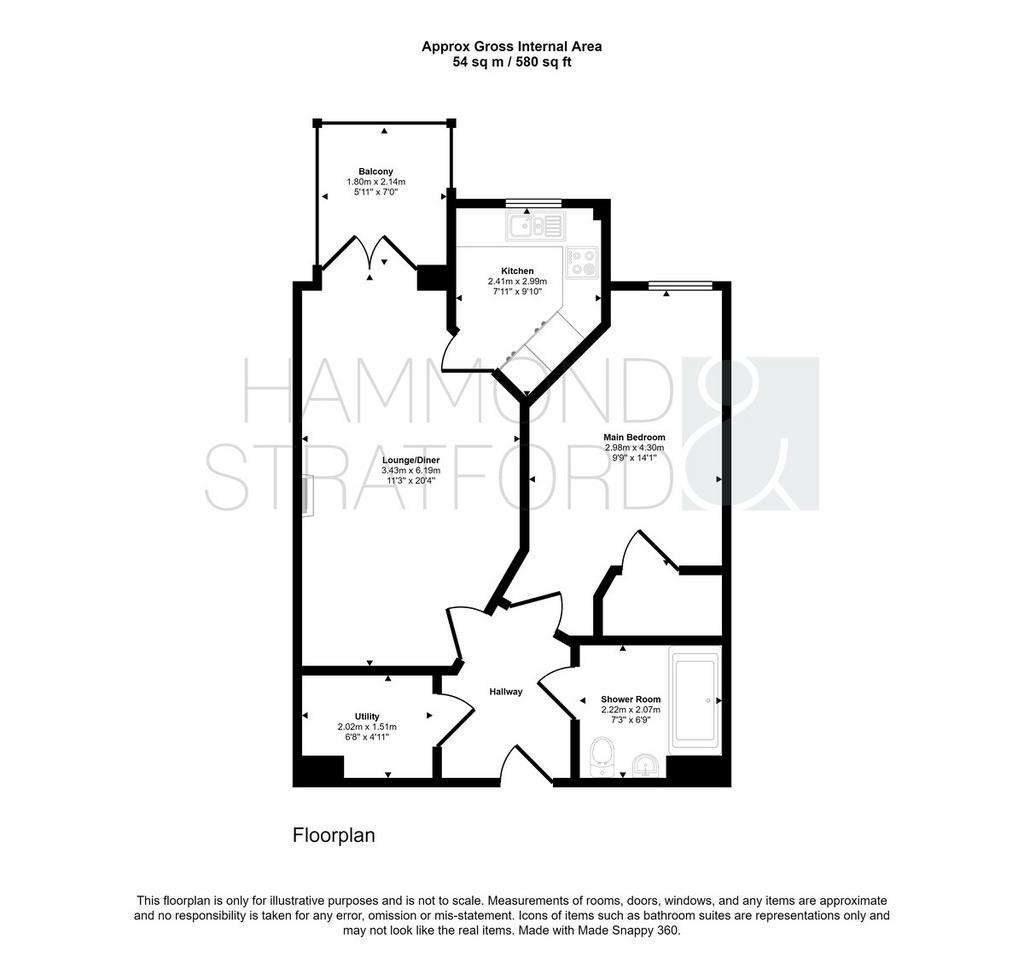 1 bedroom flat for sale - floorplan