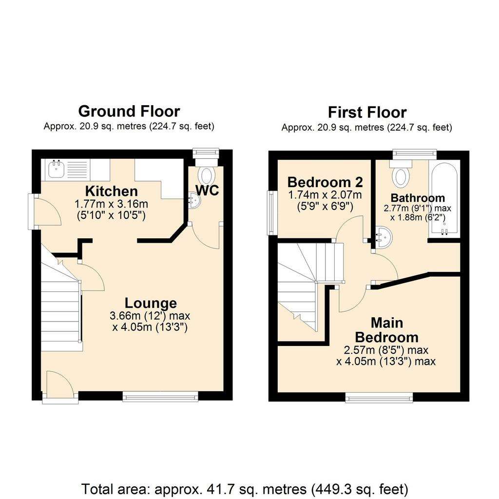 2 bedroom semi-detached house for sale - floorplan