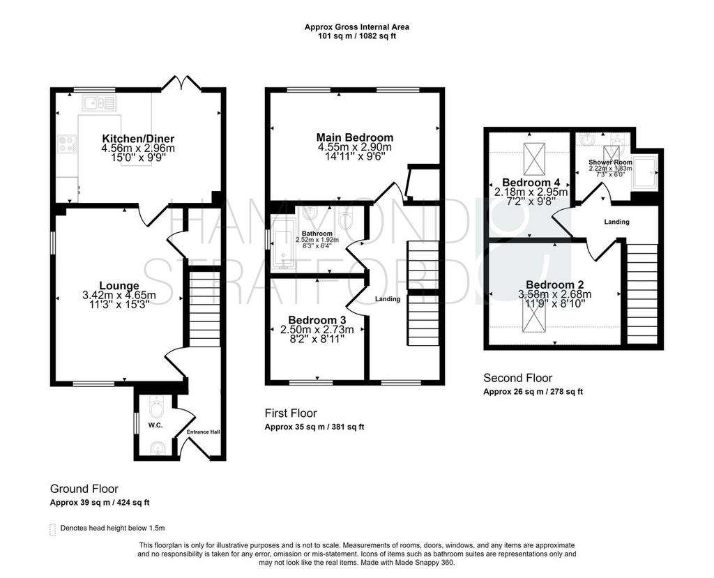 4 bedroom semi-detached house for sale - floorplan