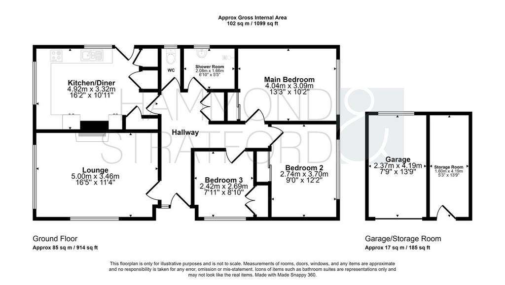 3 bedroom detached bungalow for sale - floorplan