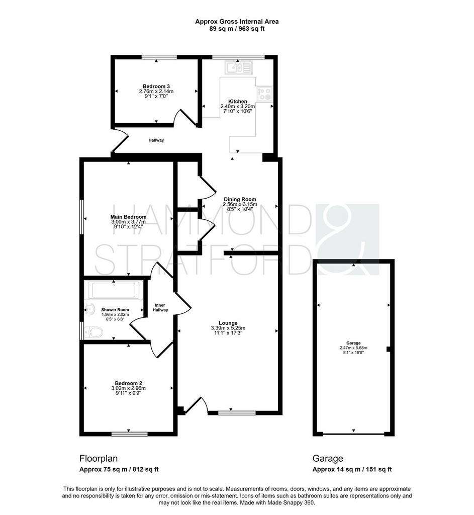 3 bedroom semi-detached bungalow for sale - floorplan