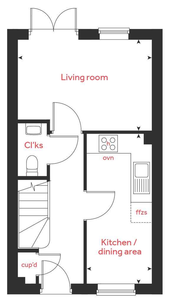 2 bedroom terraced house for sale - floorplan