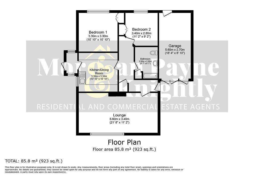 2 bedroom bungalow for sale - floorplan