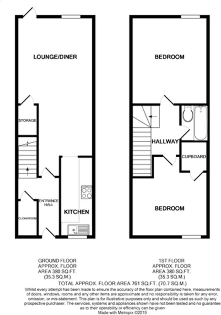 2 bedroom mews house to rent - floorplan