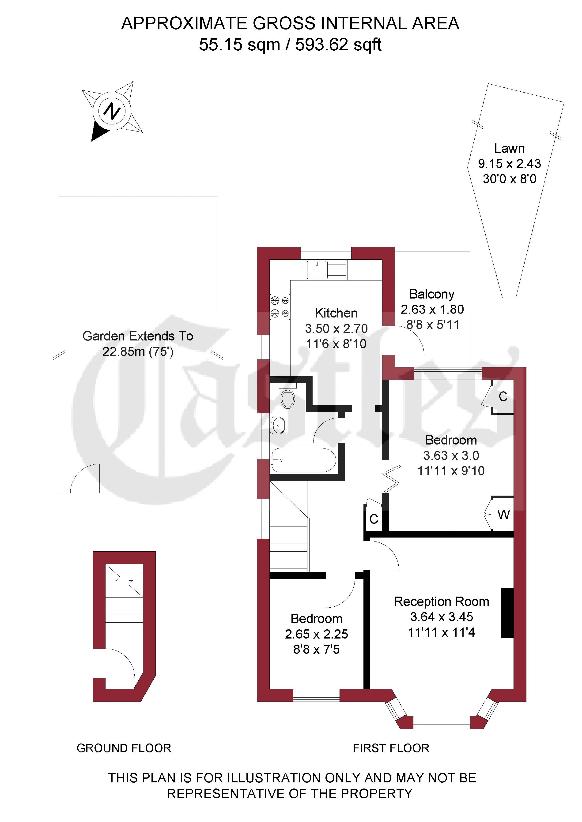 2 bedroom maisonette for sale - floorplan