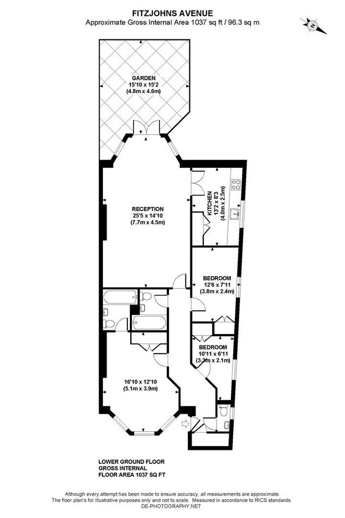 3 bedroom flat to rent - floorplan