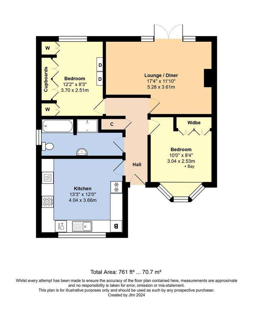 2 bedroom detached bungalow for sale - floorplan