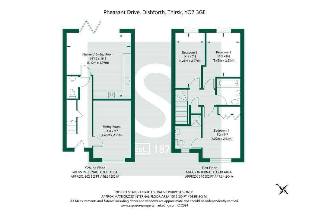 3 bedroom end of terrace house for sale - floorplan