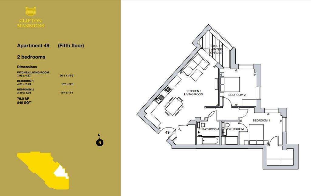 2 bedroom flat for sale - floorplan