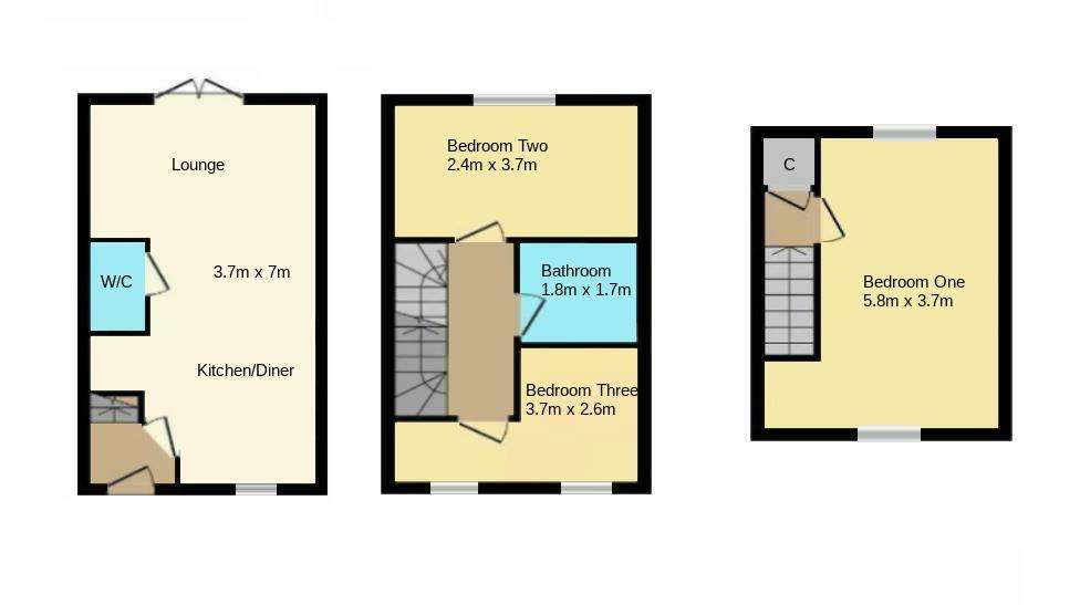 3 bedroom town house for sale - floorplan