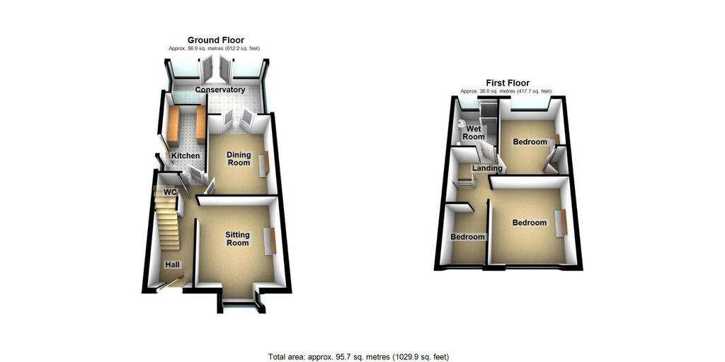 3 bedroom terraced house for sale - floorplan