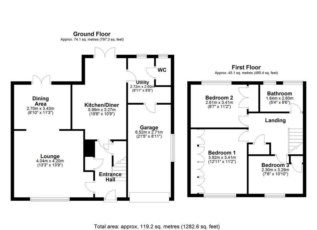 3 bedroom detached house for sale - floorplan