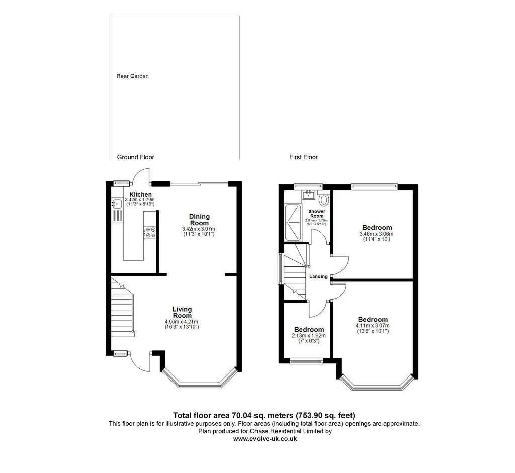 3 bedroom end of terrace house for sale - floorplan