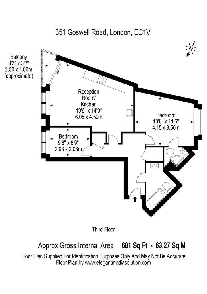 2 bedroom flat to rent - floorplan