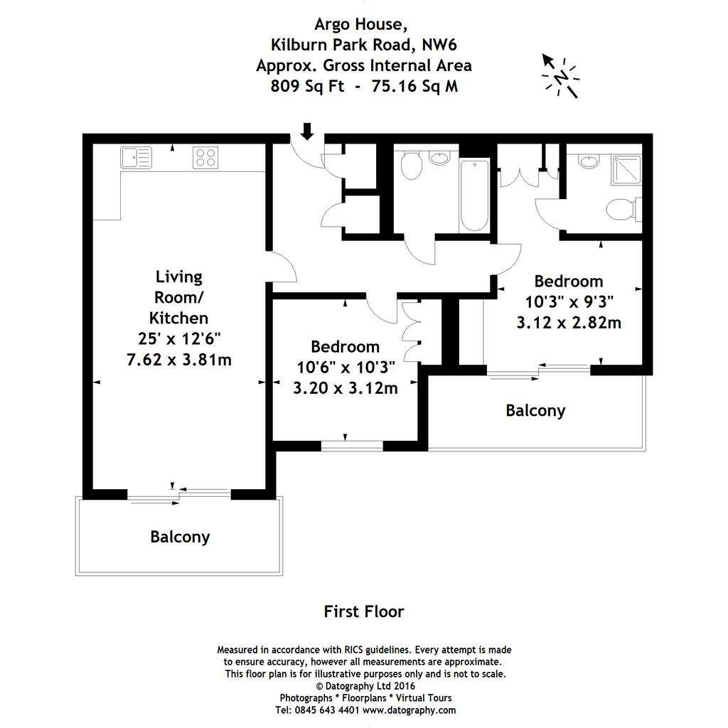 2 bedroom flat to rent - floorplan