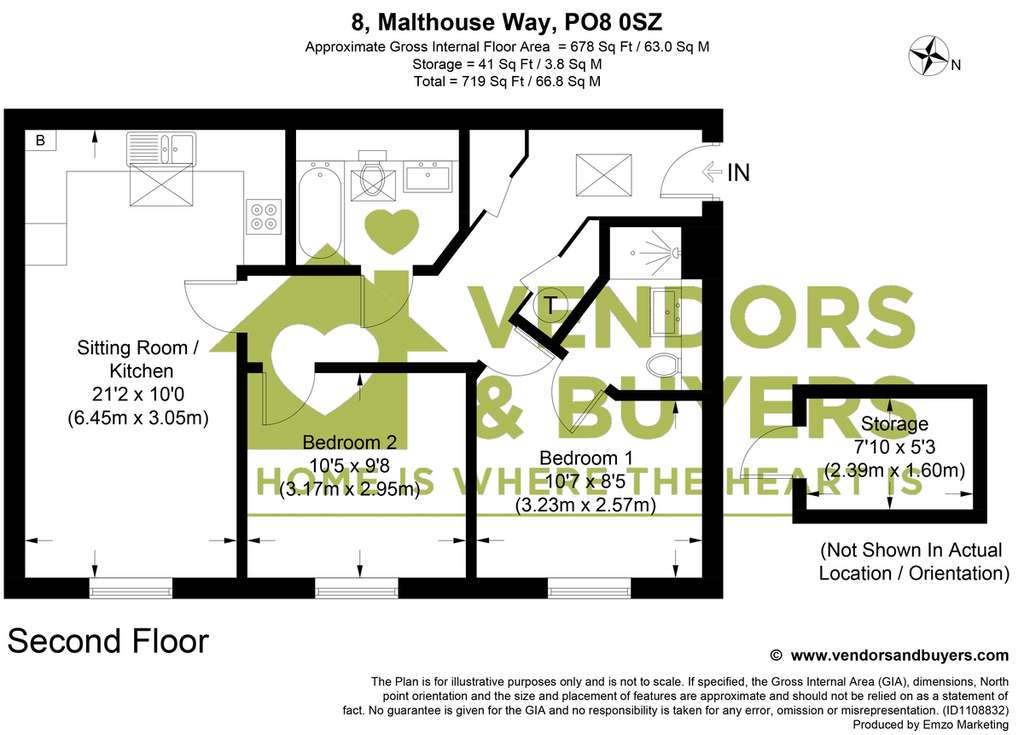 2 bedroom flat for sale - floorplan