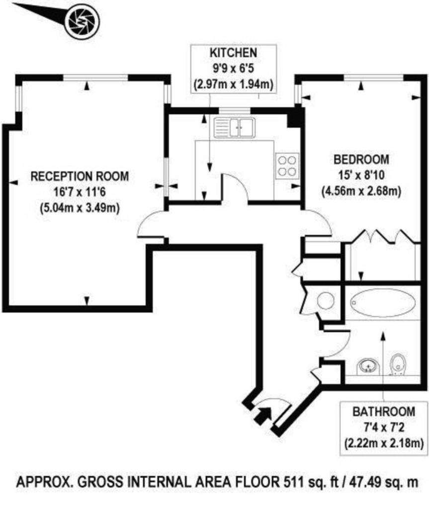 1 bedroom flat to rent - floorplan