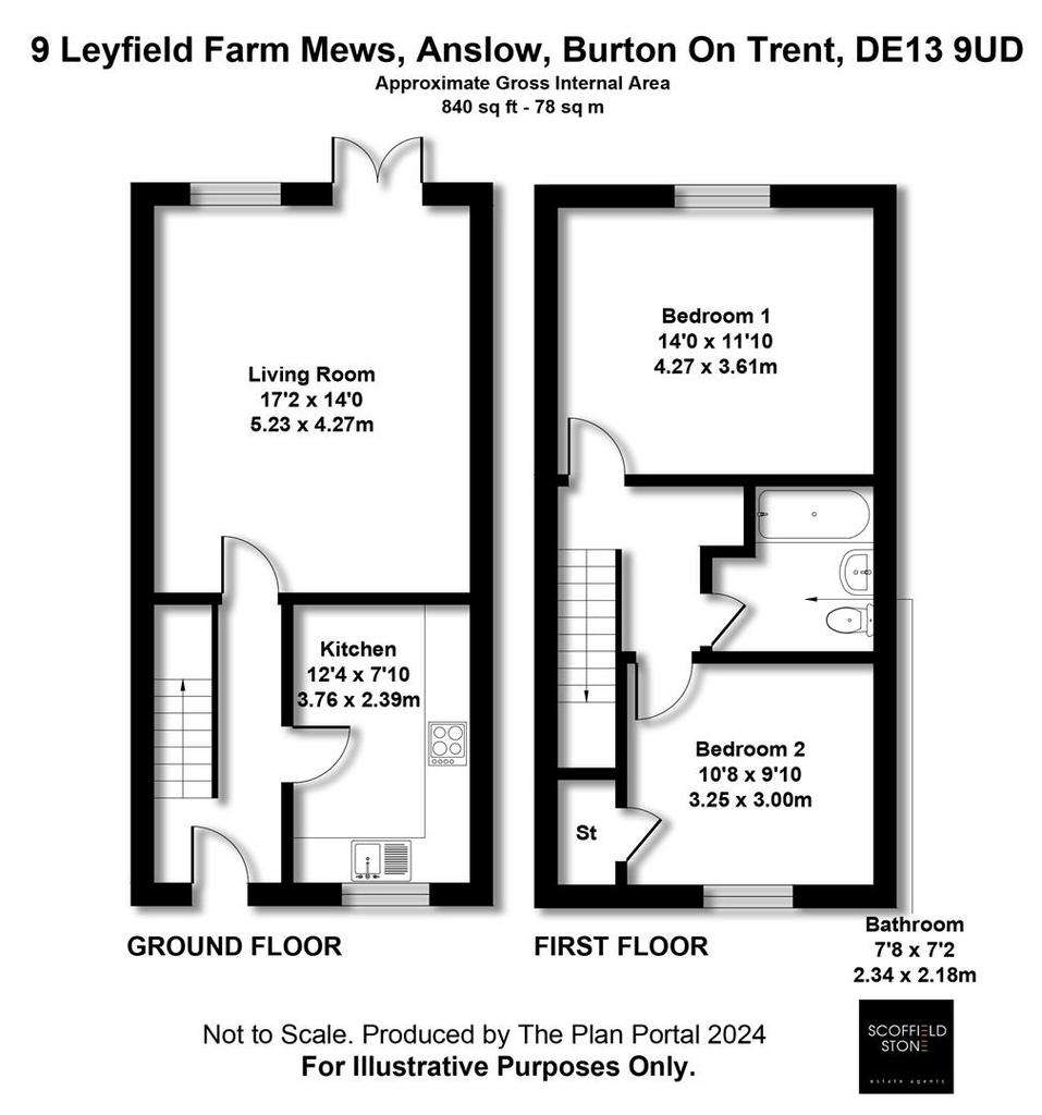 2 bedroom terraced house to rent - floorplan